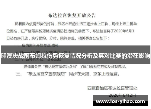 印澳决战前布姆拉伤势恢复情况分析及其对比赛的潜在影响